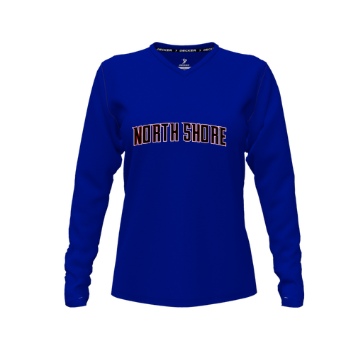 [FTLVCFRY-FYXS-LOGO1] Decker Comfort T-Shirt (Female Youth XS, Royal, V Neck, Logo 1, Long Sleeve)