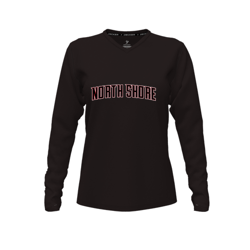 [FTLVPTBK-FYXS-LOGO1] Decker Performance T-Shirt (Female Youth XS, Black, V Neck, Logo 1, Long Sleeve)